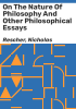 On_the_nature_of_philosophy_and_other_philosophical_essays